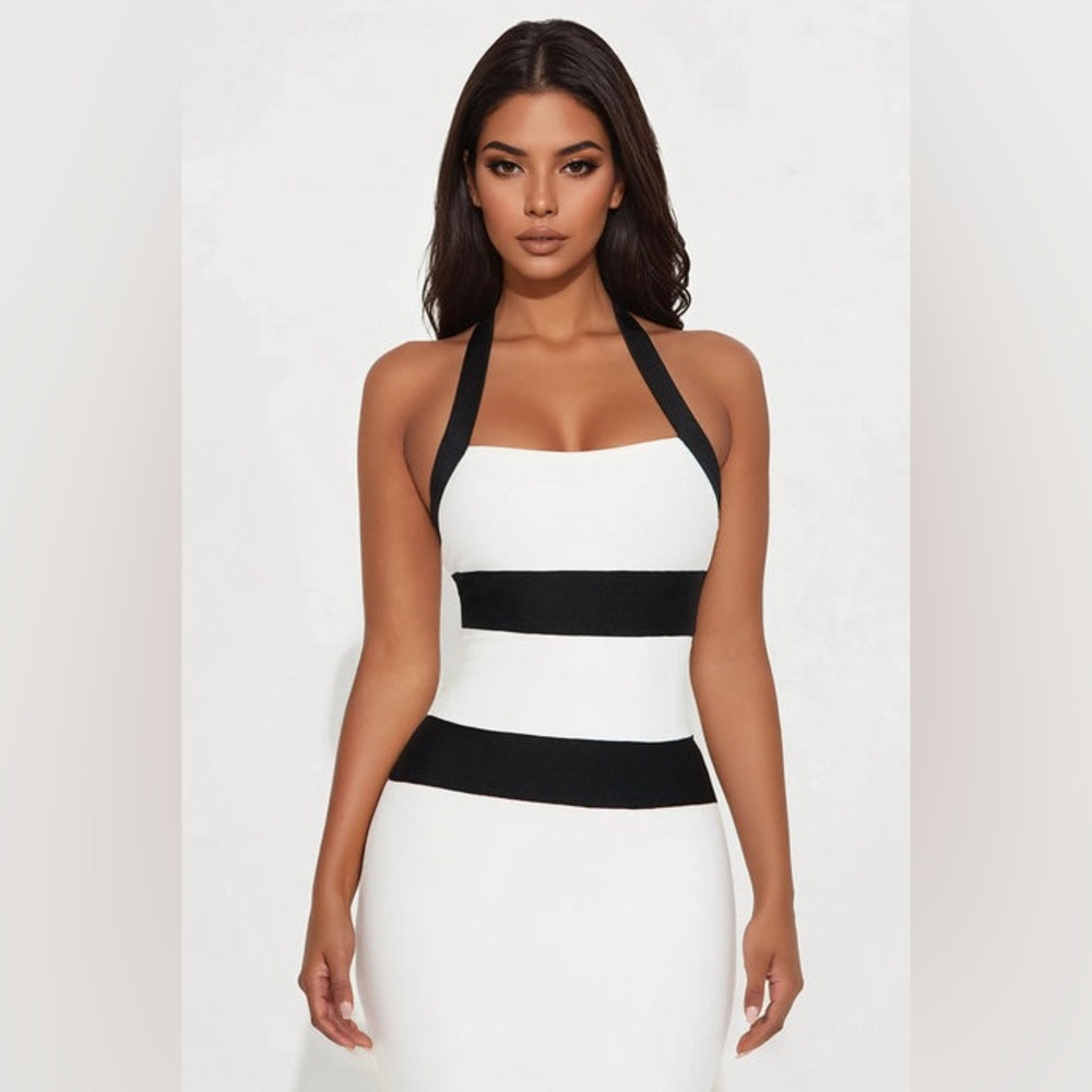 NWT Fashion Nova Desire More Bandage Halter Midi Dress - Picture 2 of 6